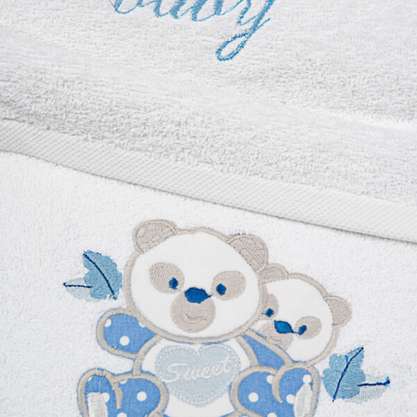 Σετ πετσέτες κεντητές Panda 02 White/Blue
