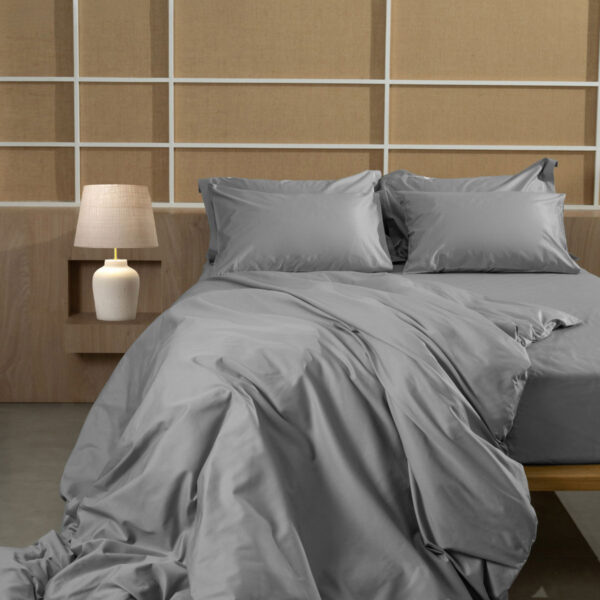 Σετ Σεντόνια Βαμβακοσατέν Omnia μονόχρωμα Grey King Size (280x300)