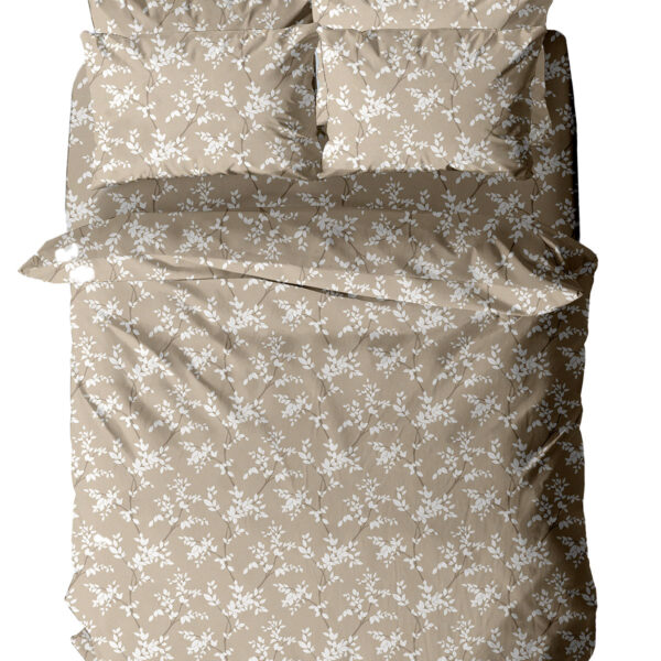 Σετ Σεντόνια Menta Εμπριμέ 480 Beige Διπλό (200x260)