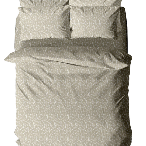 Σετ Σεντόνια Menta Εμπριμέ 420 Beige Διπλό (200x260)