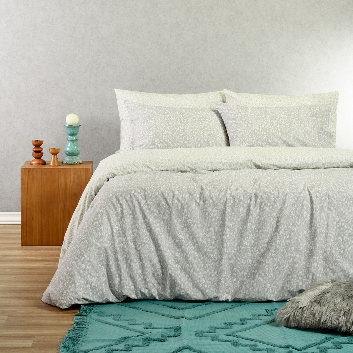 ΣΕΤ ΣΕΝΤΟΝΙΑ ΔΙΠΛΑ LEO AQUA/GREY CASUAL LINE (205X270)