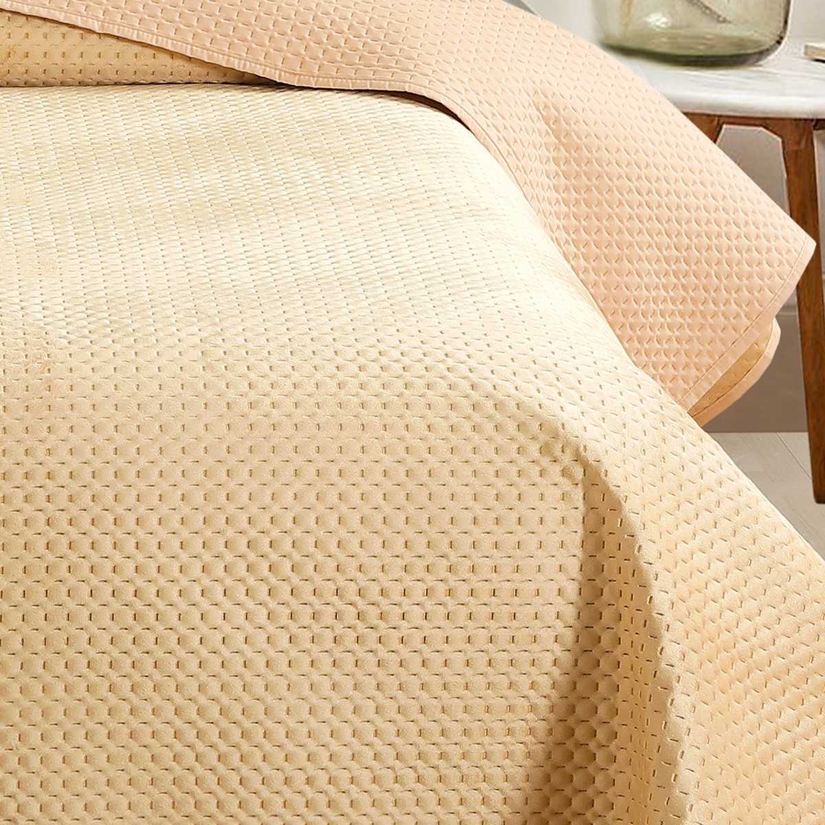 ΚΟΥΒΕΡΛΙ KING SIZE OMNIA BEIGE (260Χ240) - Image 2