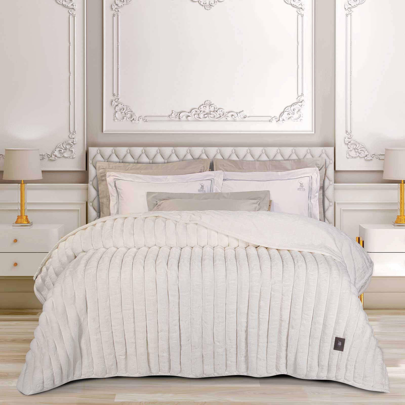 GREENWICH POLO CLUB ΚΟΥΒΕΡΤΑ FAUX FUR ΥΠΕΡΔΙΠΛΗ PREMIUM 3477 WHITE