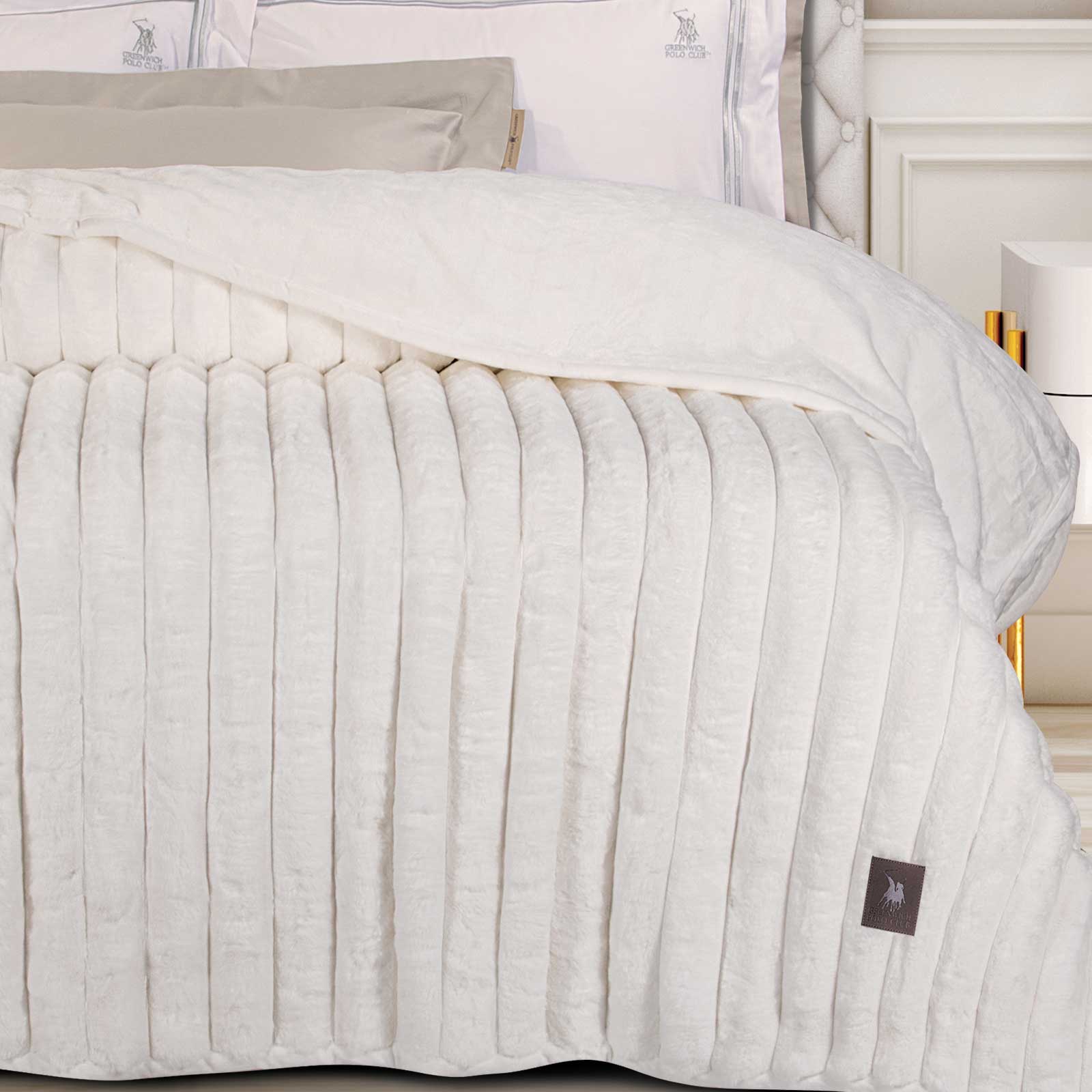 GREENWICH POLO CLUB ΚΟΥΒΕΡΤΑ FAUX FUR ΥΠΕΡΔΙΠΛΗ PREMIUM 3477 WHITE - Image 2