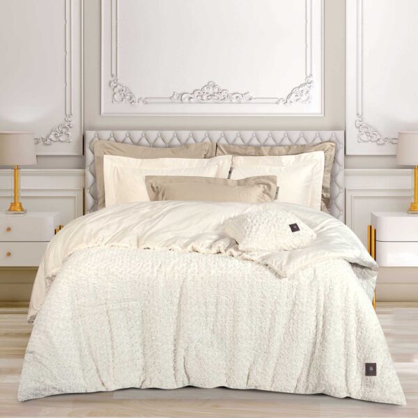 GREENWICH POLO CLUB ΚΟΥΒΕΡΤΟΠΑΠΛΩΜΑ RABBIT FAUX FUR KING ESSENTIAL 3959 WHITE