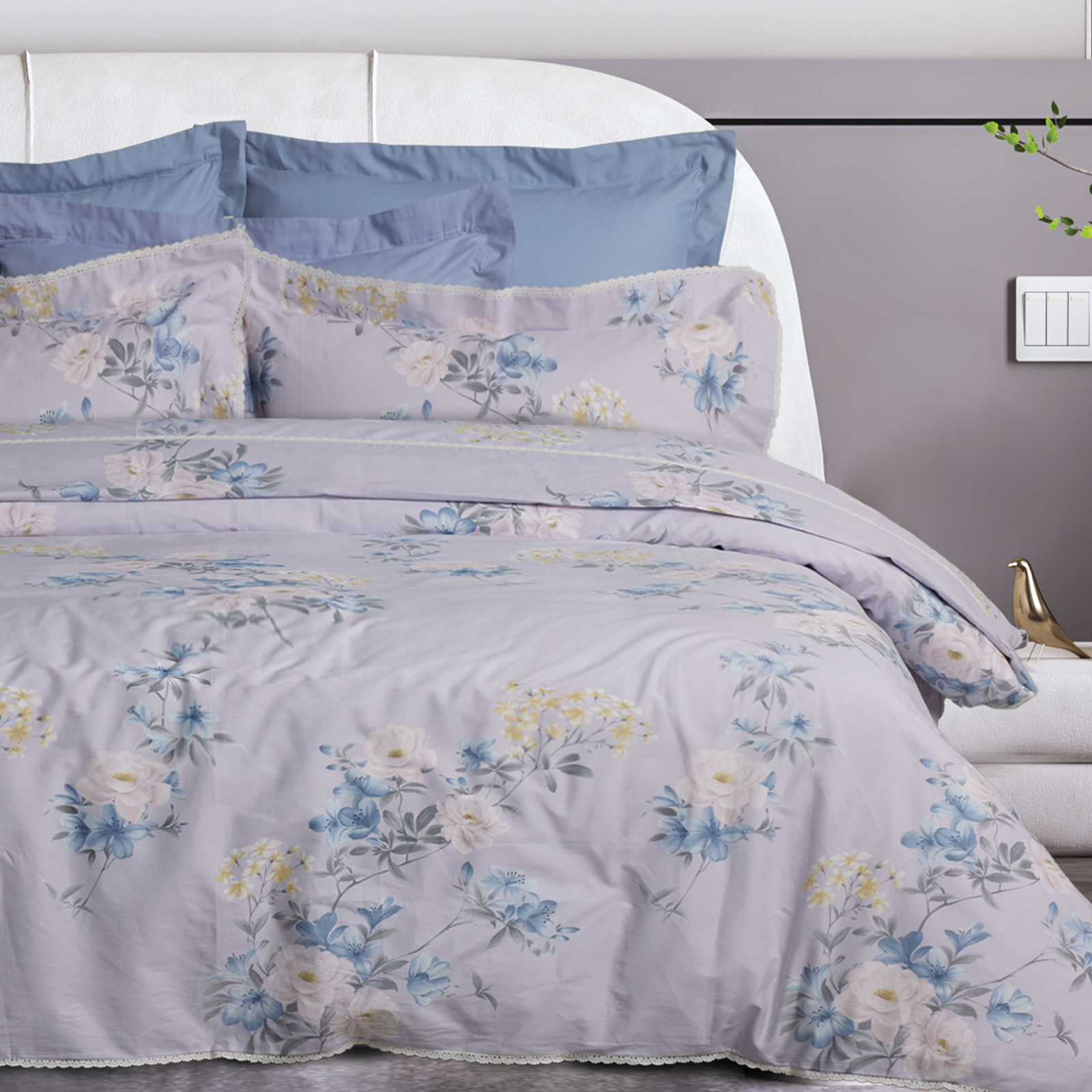 DAS HOME ΠΑΠΛΩΜΑΤΟΘΗΚΗ ΣΕΤ ΥΠΕΡΔΙΠΛΗ PRESTIGE 1710 GREY, LILAC