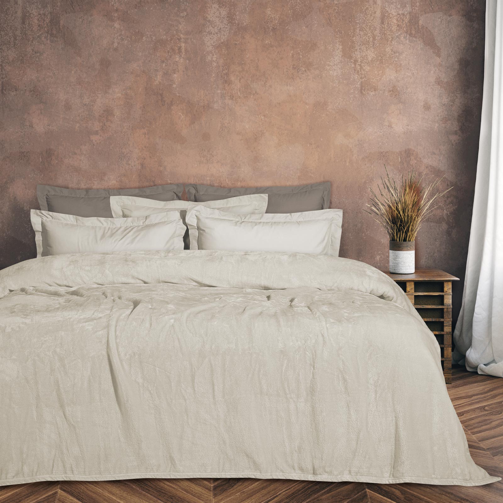 DAS HOME ΚΟΥΒΕΡΤΑ VELOUR ΥΠΕΡΔΙΠΛΗ 1341 IVORY