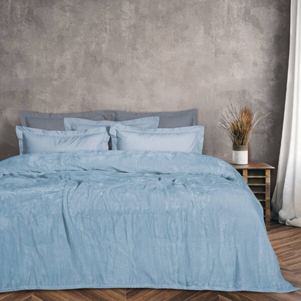 DAS HOME ΚΟΥΒΕΡΤΑ VELOUR ΥΠΕΡΔΙΠΛΗ 1344 BABY BLUE