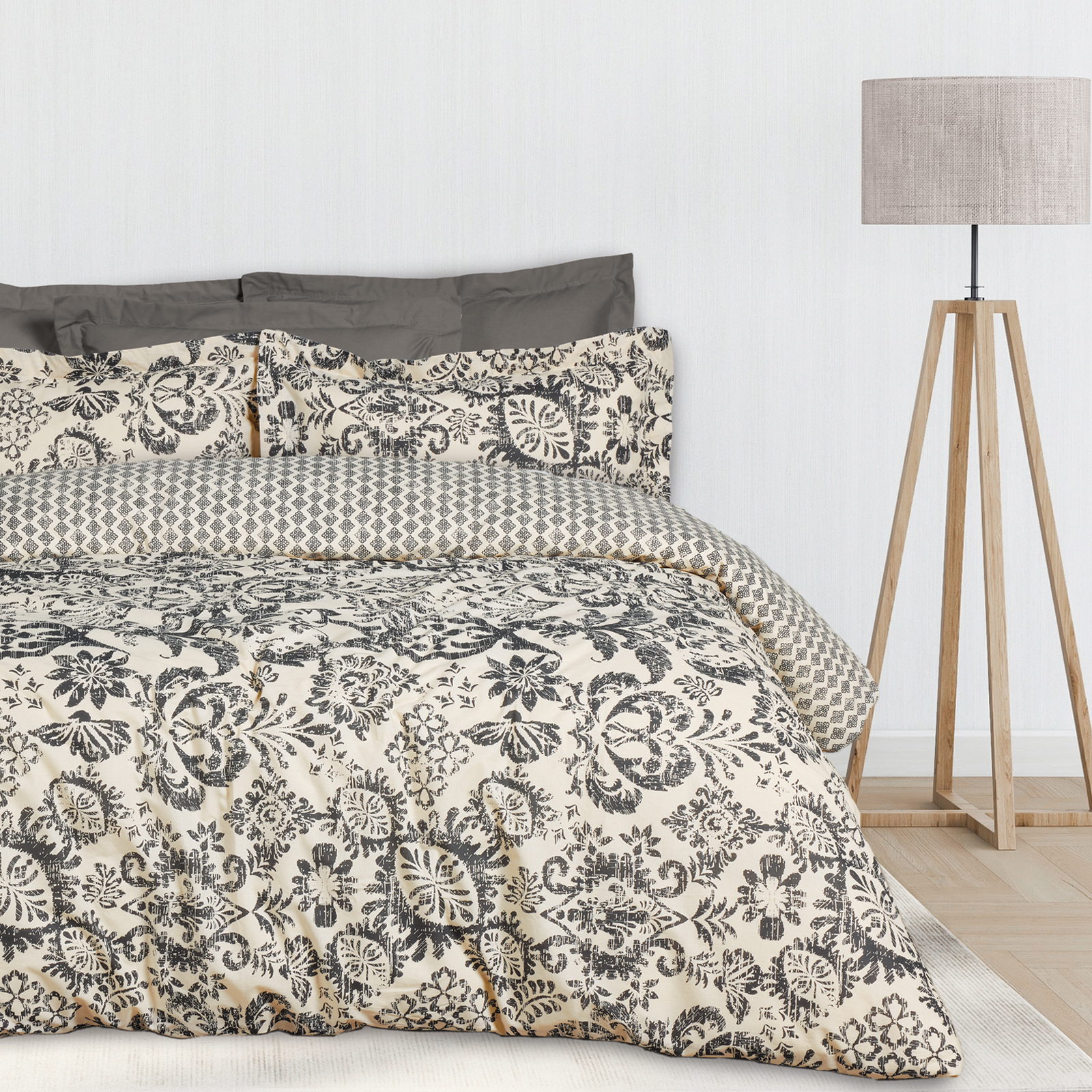 DAS HOME ΣΕΤ ΣΕΝΤΟΝΙΑ KING HAPPY 9677 BLACK, TAUPE