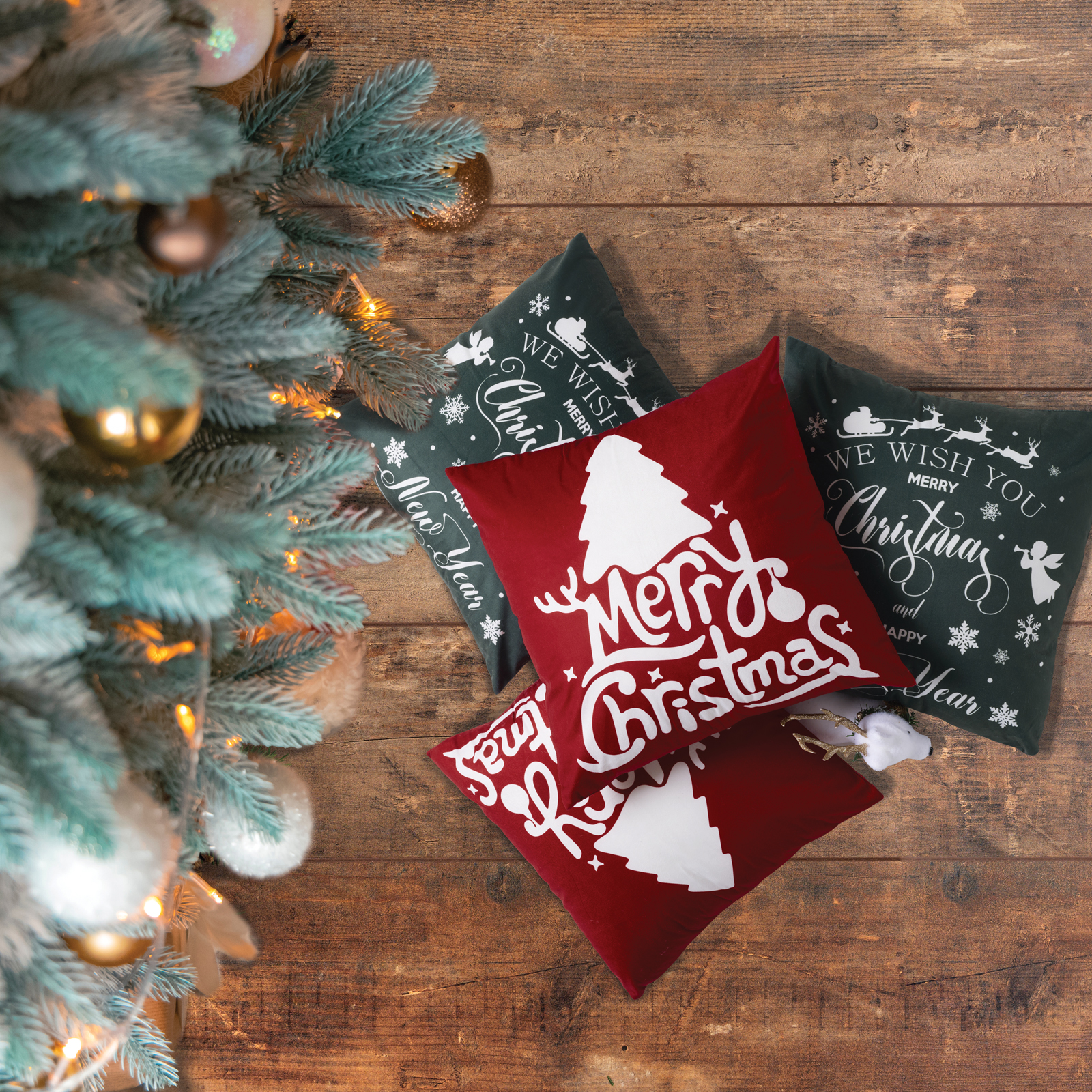 DAS HOME CHRISTMAS ΜΑΞΙΛΑΡΙ ΦΙΓΟΥΡΑΣ 45X45 0771 GREEN - Image 2