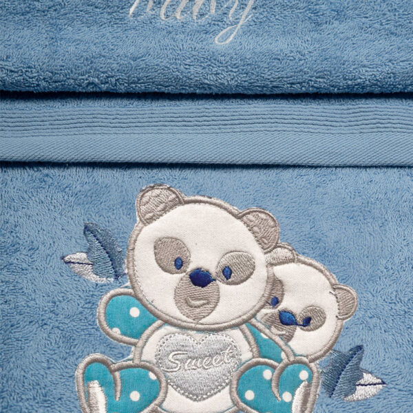 Σετ πετσέτες κεντητές Panda 02 Blue/Blue