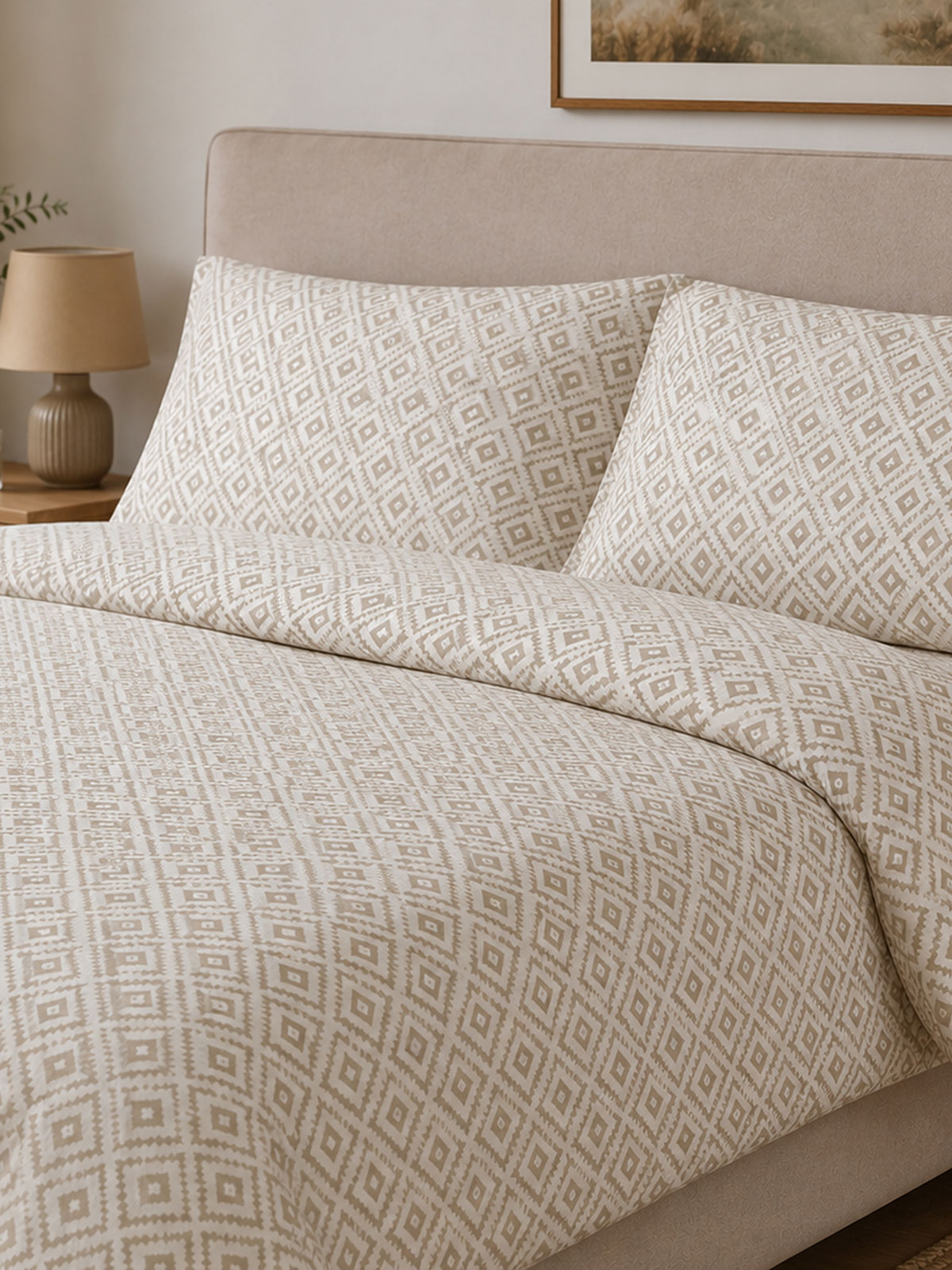 Παπλωματοθήκη Menta Εμπριμέ 640 Beige Υπέρδιπλη (230x250)