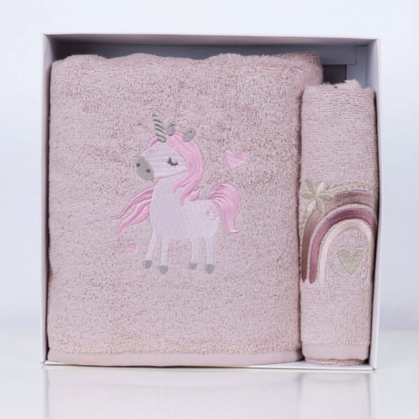 Fluffy Κεντητή Πετσέτα Powder Unicorn 2 τμχ.