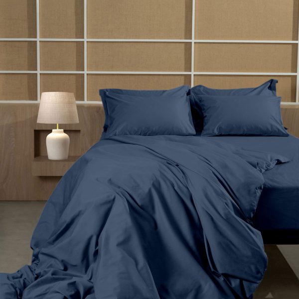 Παπλωματοθήκη Βαμβακοσατέν Omnia Blue Υπέρδιπλη (220x240)