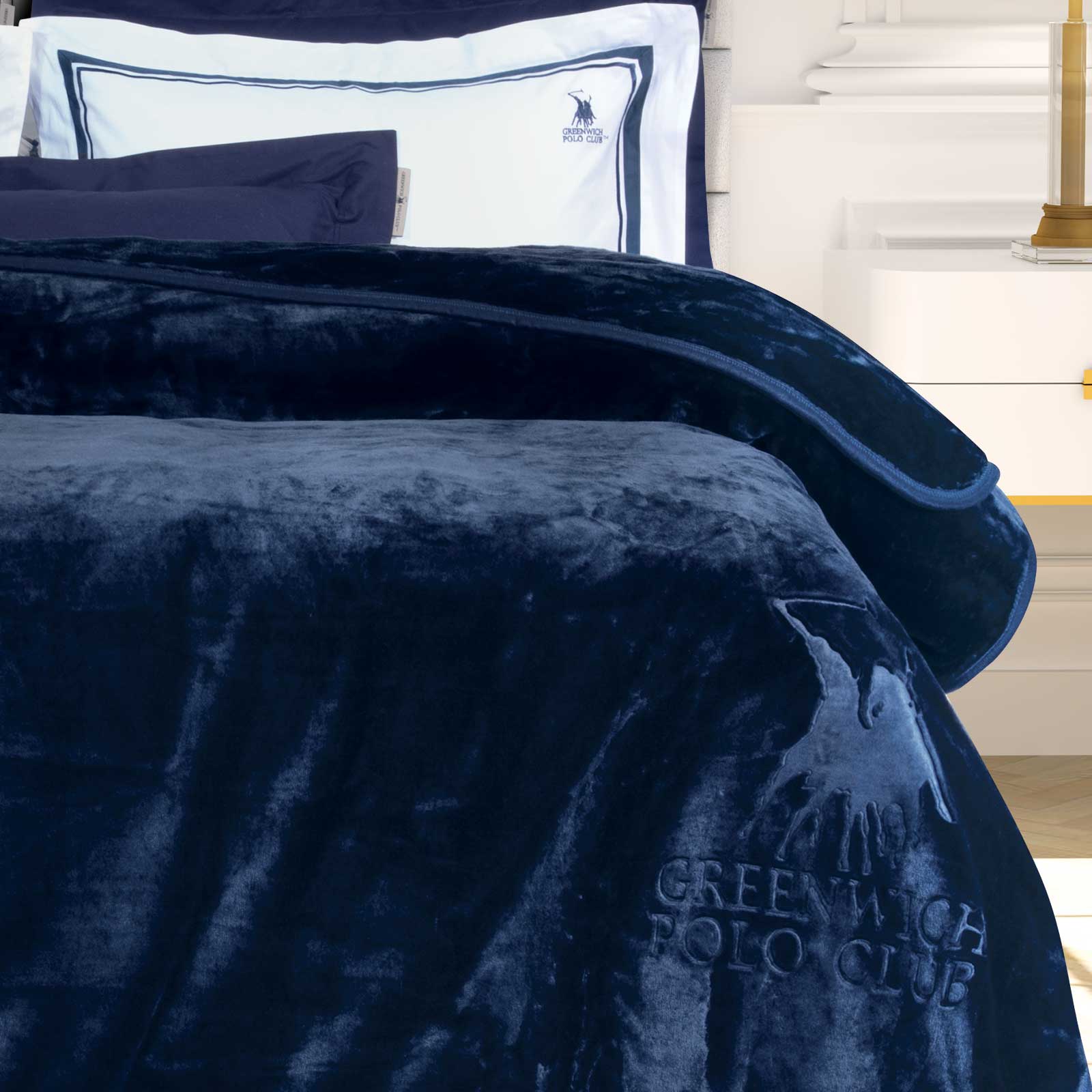 GREENWICH POLO CLUB ΚΟΥΒΕΡΤΑ VELOUR ΜΟΝΗ ESSENTIAL 3439 BLUE - Image 2