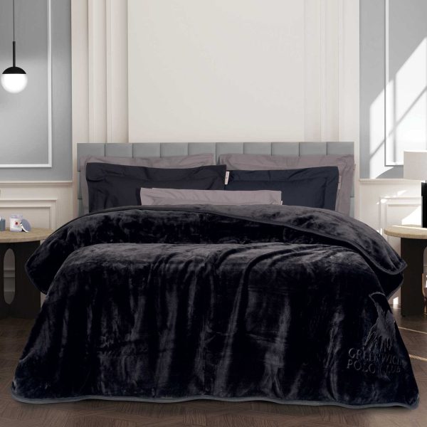 GREENWICH POLO CLUB ΚΟΥΒΕΡΤΑ VELOUR ΜΟΝΗ ESSENTIAL 3440 BLACK
