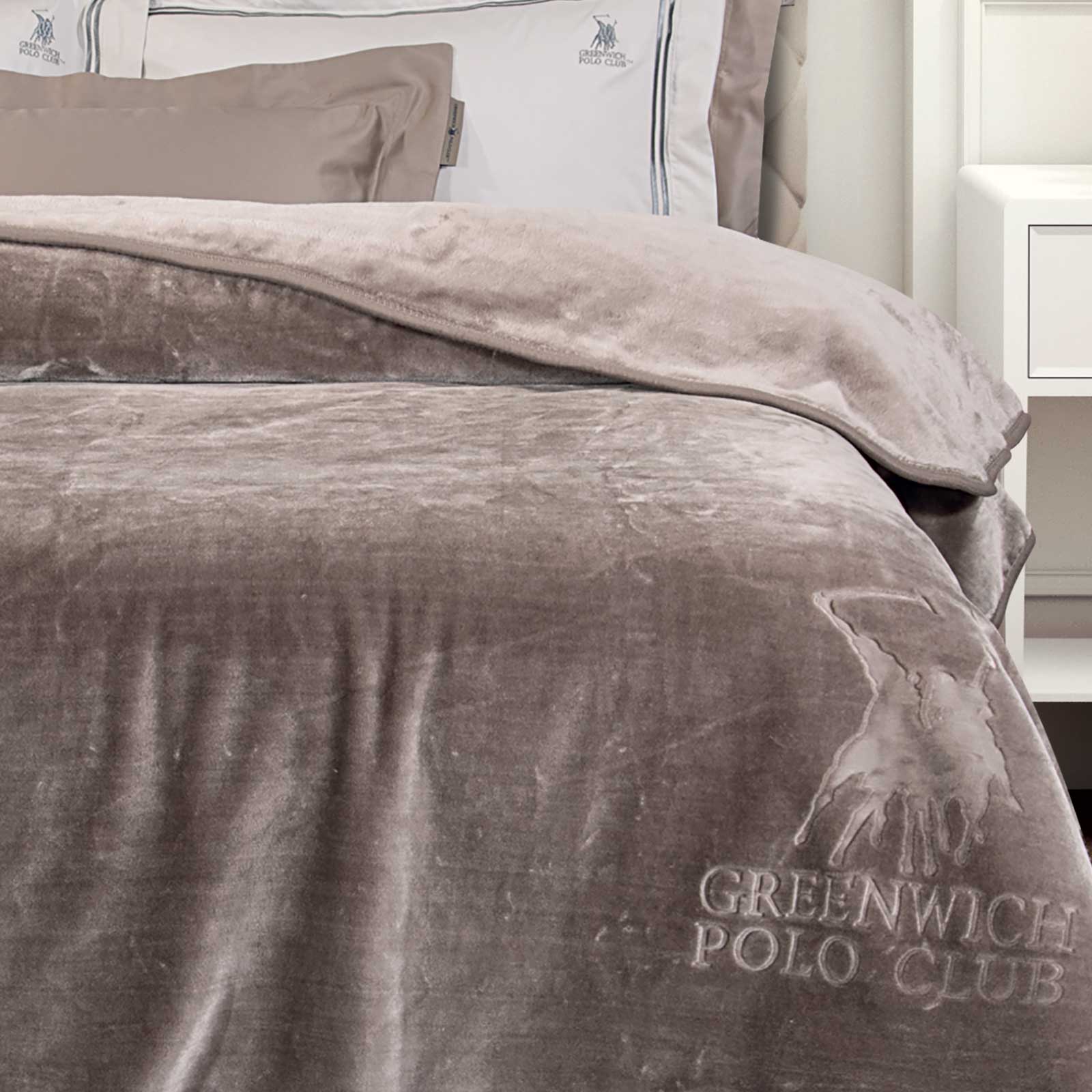 GREENWICH POLO CLUB ΚΟΥΒΕΡΤΑ VELOUR ΜΟΝΗ ESSENTIAL 3497 TAUPE - Image 2