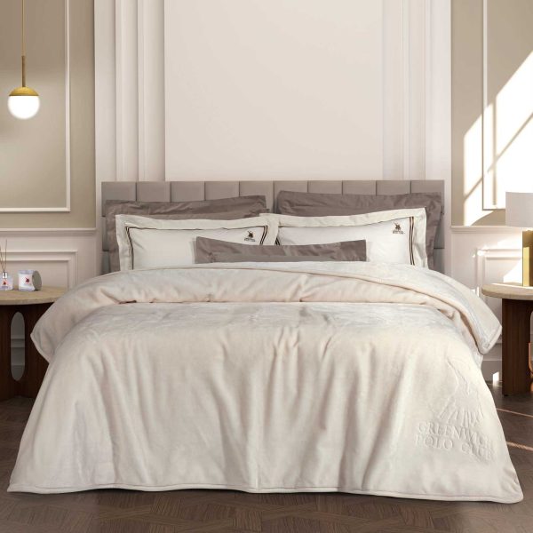 GREENWICH POLO CLUB ΚΟΥΒΕΡΤΑ VELOUR ΥΠΕΡΔΙΠΛH ESSENTIAL 3441 WHITE