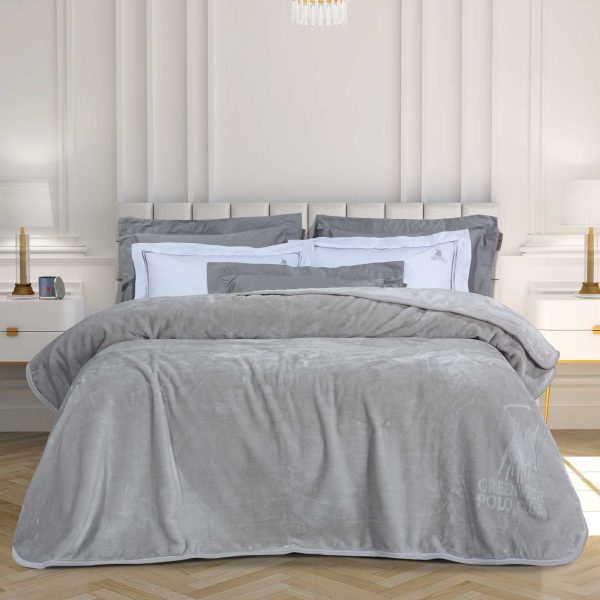 GREENWICH POLO CLUB ΚΟΥΒΕΡΤΑ VELOUR ΥΠΕΡΔΙΠΛH ESSENTIAL 3442 LIGHT GREY