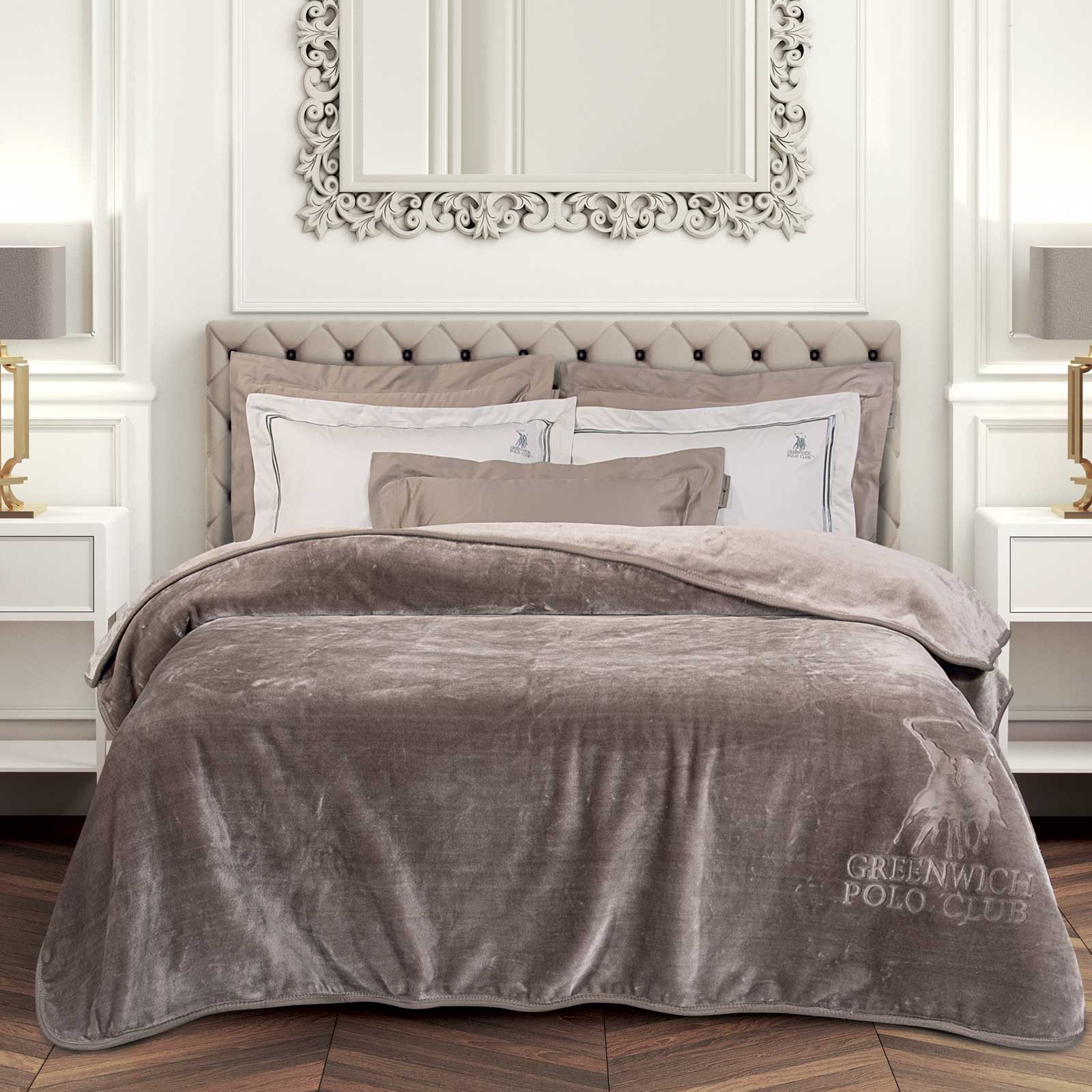 GREENWICH POLO CLUB ΚΟΥΒΕΡΤΑ VELOUR ΥΠΕΡΔΙΠΛΗ ESSENTIAL 3497 TAUPE