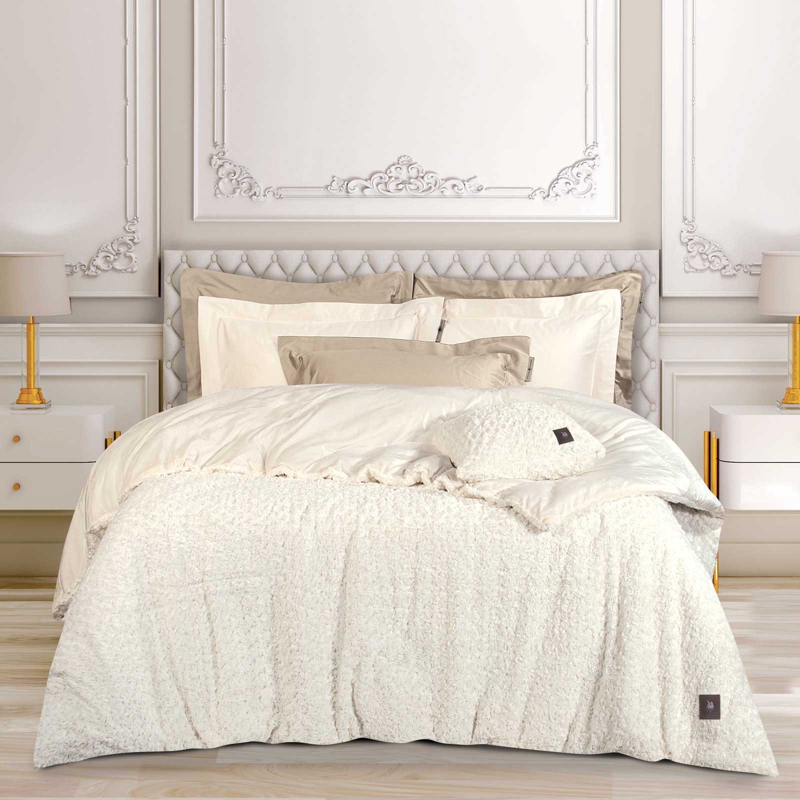 GREENWICH POLO CLUB ΚΟΥΒΕΡΤΟΠΑΠΛΩΜΑ RABBIT FAUX FUR KING ESSENTIAL 3959 WHITE