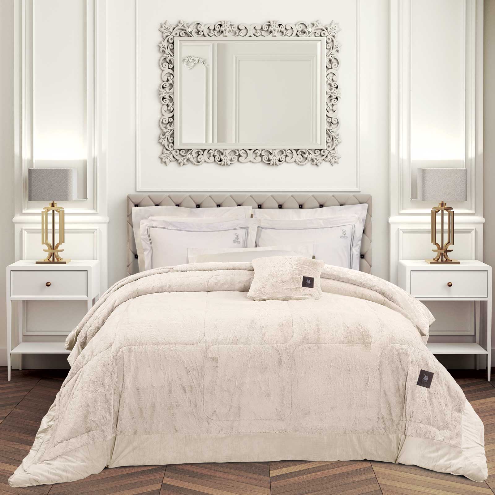GREENWICH POLO CLUB ΚΟΥΒΕΡΤΟΠΑΠΛΩΜΑ RABBIT FAUX FUR KING PREMIUM 3962 IVORY