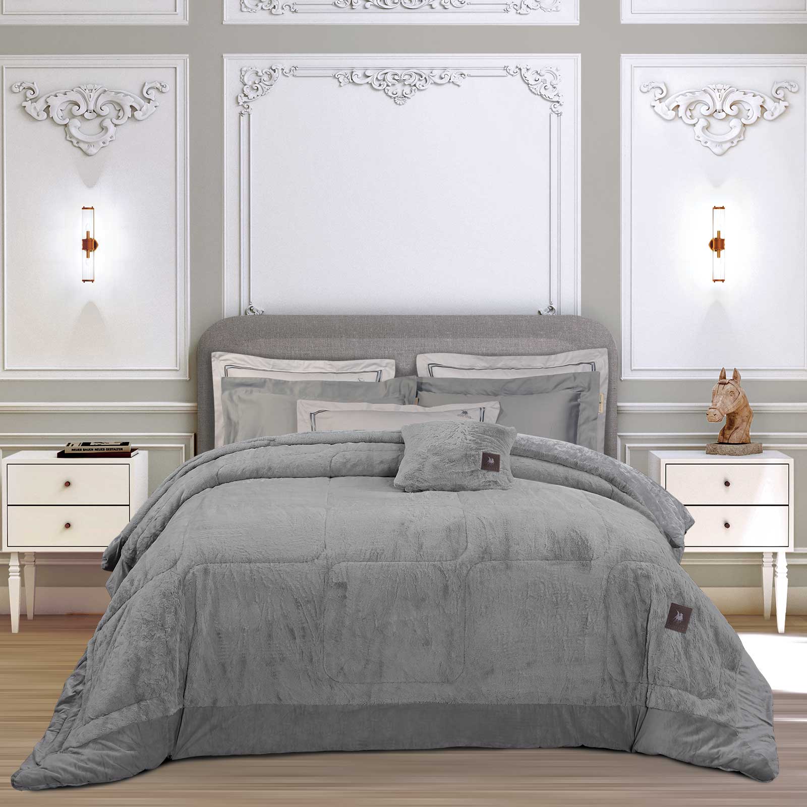 GREENWICH POLO CLUB ΚΟΥΒΕΡΤΟΠΑΠΛΩΜΑ RABBIT FAUX FUR KING PREMIUM 3964 GREY