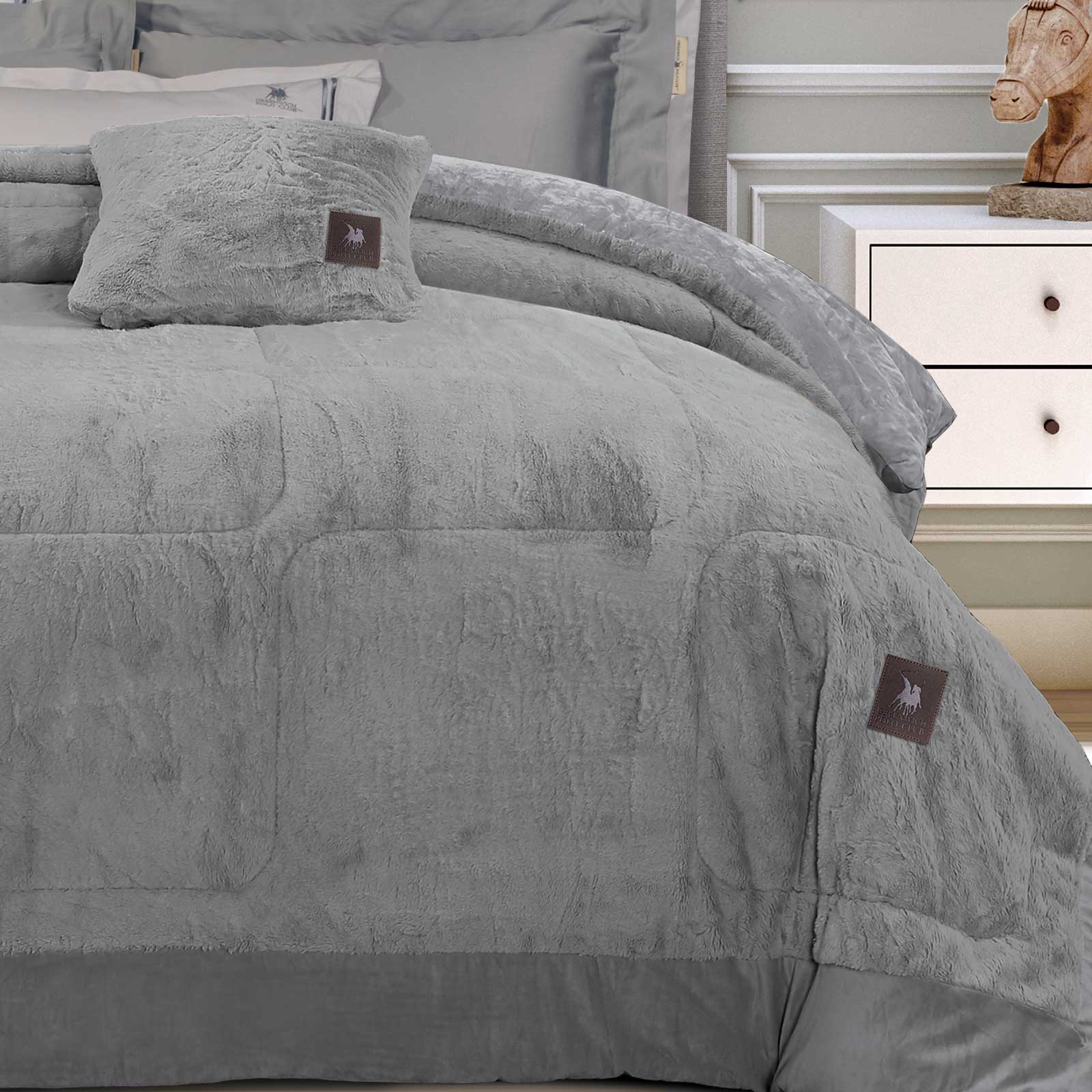 GREENWICH POLO CLUB ΚΟΥΒΕΡΤΟΠΑΠΛΩΜΑ RABBIT FAUX FUR KING PREMIUM 3964 GREY - Image 2