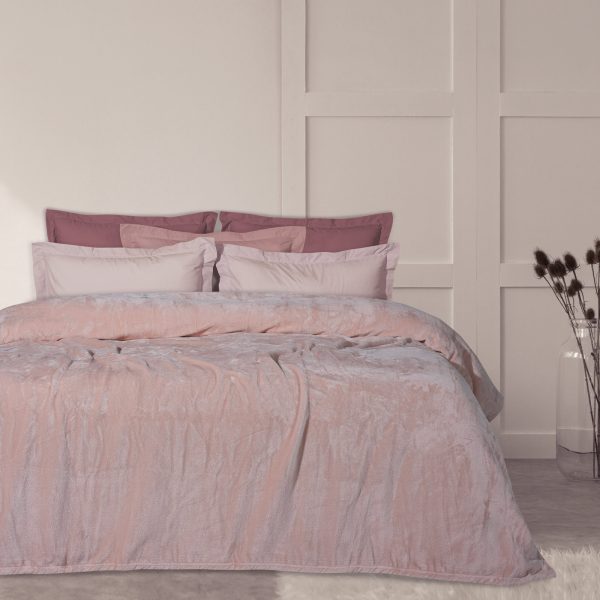 DAS HOME ΚΟΥΒΕΡΤΑ VELOUR MONH 1346 PINK