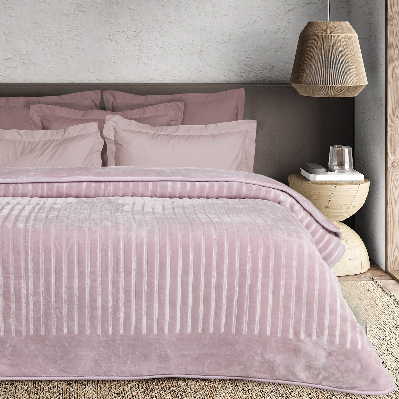 DAS HOME ΚΟΥΒΕΡΤΑ VELOUR MONH 1383 DUSTY PINK