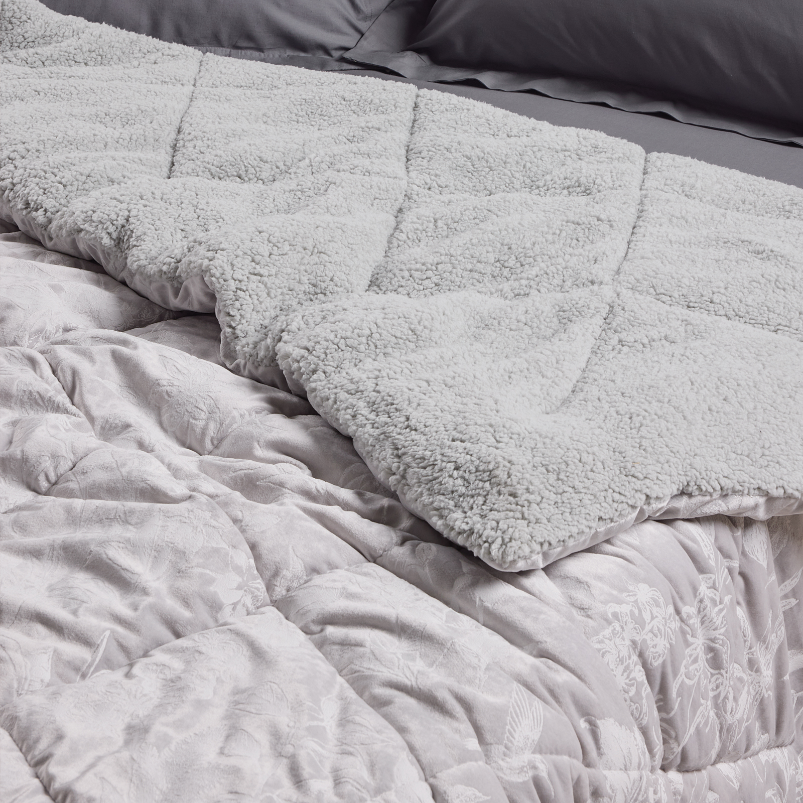 DAS HOME VELVET ΚΟΥΒΕΡΤΟΠΑΠΛΩΜΑ SHERPA ΥΠΕΡΔΙΠΛΟ 1376 GREY - Image 2