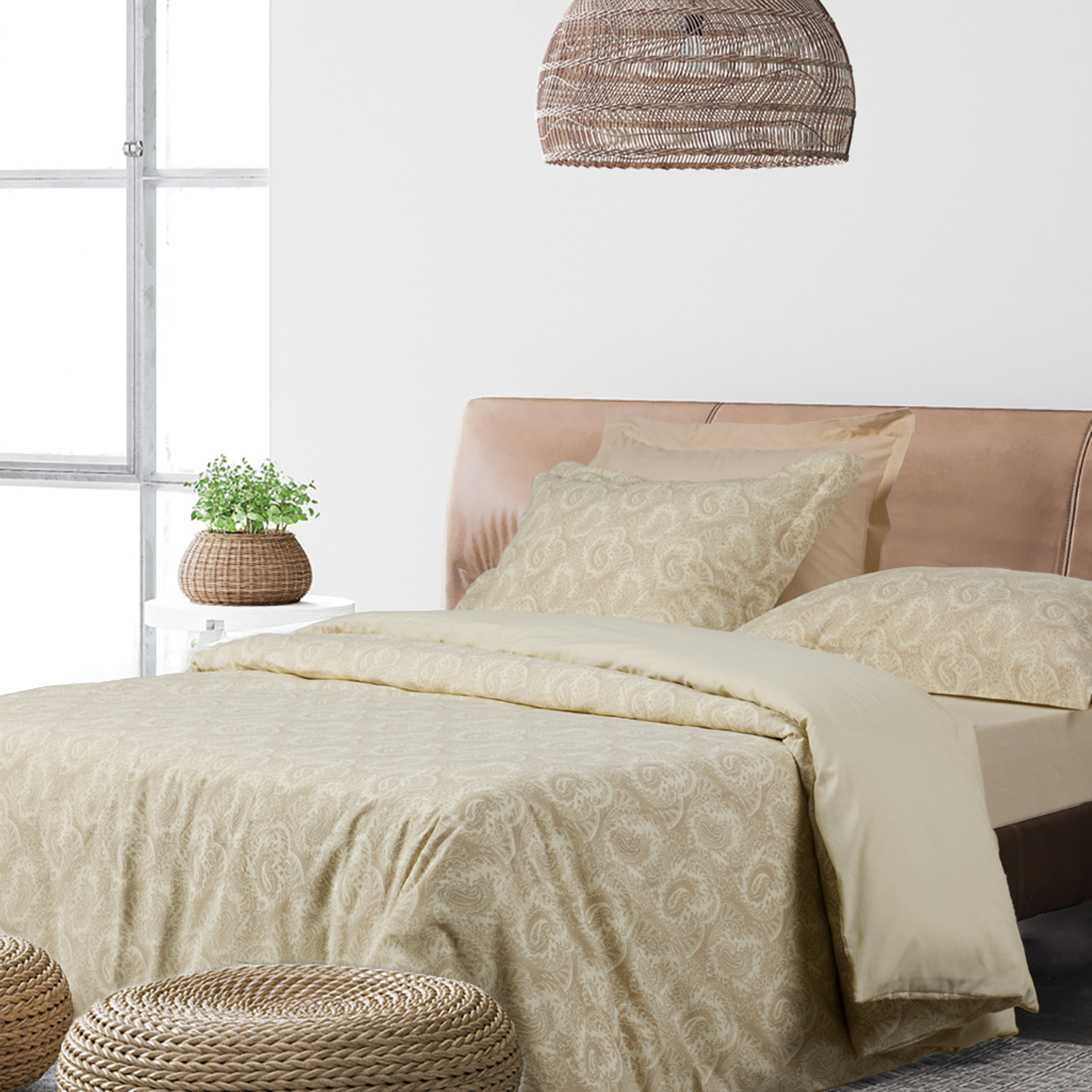 DAS HOME ΣΕΤ ΣΕΝΤΟΝΙΑ ΥΠΕΡΔΙΠΛΑ ΜΕ ΛΑΣΤΙΧΟ CASUAL 5444 IVORY, TAUPE