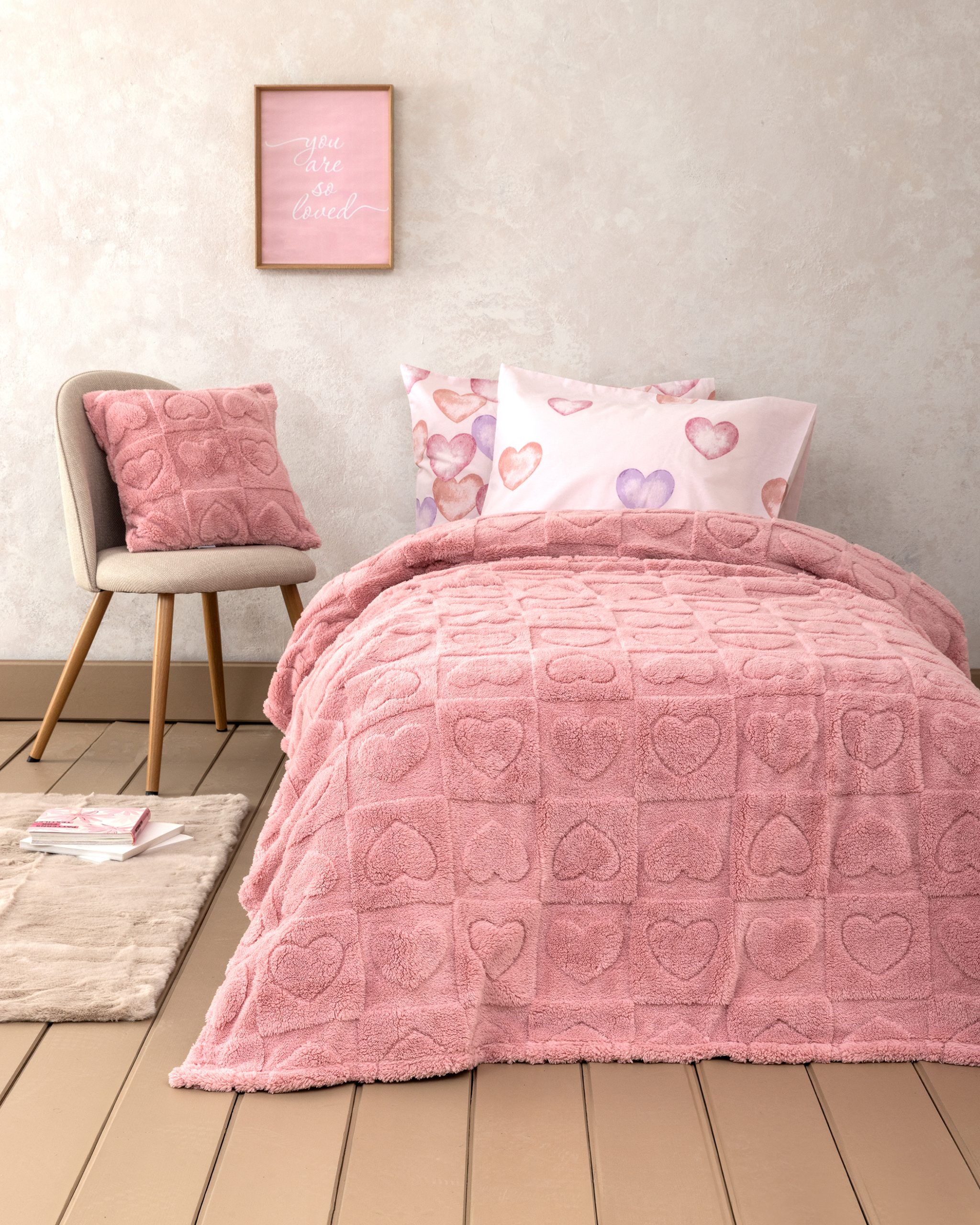 Κουβέρτα Μονή 160x220 - Amoria Pink